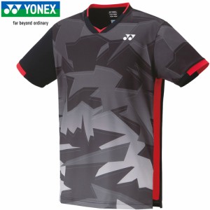 ヨネックス YONEX メンズ レディース ユニゲームシャツ フィットスタイル ブラック 10474 007 バドミントンウェア 半袖トップス 試合