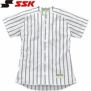 エスエスケイ SSK キッズ 野球ウェア ユニフォームシャツ ジュニア用・ストライプメッシュシャツ ホワイト×ブラック US002JM 1090