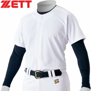 ゼット ZETT メンズ レディース 野球ウェア ユニフォームシャツ メカパン ニットフルオープンシャツ ホワイト BU1281S 1100 半袖