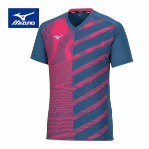 ミズノ MIZUNO メンズ レディース ドライエアロフローゲームシャツ ブルーネイビー 62JAA032 17 テニスウェア バドミントン 半袖シャツ