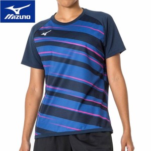 ミズノ MIZUNO レディース ゲームシャツ ネイビー 82JAA214 14 卓球ウェア 半袖シャツ 試合 ユニフォームシャツ 練習 部活 トップス