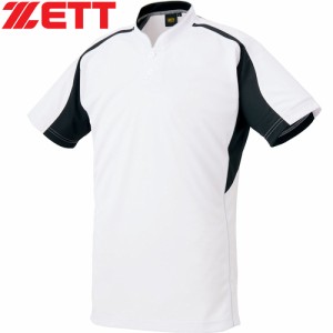 ゼット ZETT メンズ レディース 野球ウェア 練習用シャツ ベースボールTシャツ ホワイト/ブラク BOT731 1119 半袖 Tシャツ トップス 野球