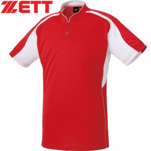 ゼット ZETT メンズ レディース 野球ウェア 練習用シャツ ベースボールTシャツ レッド/ホワイト BOT731 6411 半袖 Tシャツ トップス 野球
