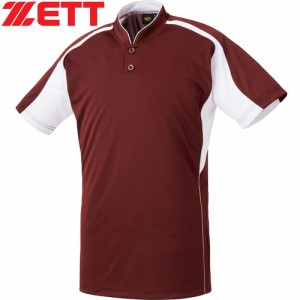 ゼット ZETT メンズ レディース 野球ウェア 練習用シャツ ベースボールTシャツ エンジ/ホワイト BOT731 6811 半袖 Tシャツ トップス 野球