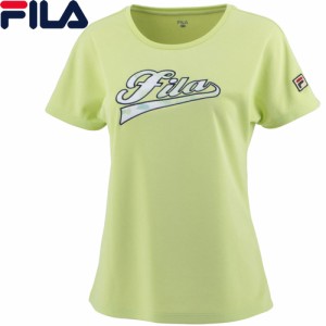 フィラ FILA レディース アップリケTシャツ ライトイエロー VL2586 37 2023春夏モデル 半袖 Tシャツ トップス クルーネック テニス