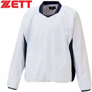 ゼット ZETT メンズ レディース 野球ウェア ジャケット アウターウェア 長袖Vネックジャンパー ホワイト×ネイビーA BOV331 1129A