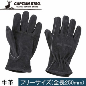 キャプテンスタッグ CAPTAIN STAG レザーグローブ ブラック UG-3279 アウトドア キャンプ バーベキュー たき火 焚火 手袋