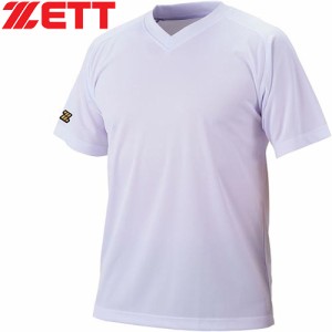 ゼット ZETT メンズ 野球ウェア 練習用シャツ ベースボールVネックTシャツ ホワイト BOT635 1100 半袖 ウェア 練習着