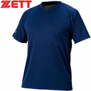 ゼット ZETT メンズ 野球ウェア 練習用シャツ ベースボールVネックTシャツ ネイビー BOT635 2900 半袖 ウェア 練習着