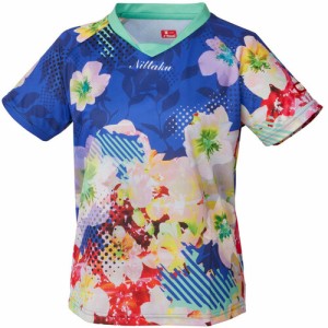 ニッタク Nittaku レディース 卓球ウェア ゲームシャツ ミルトシャツ ロイヤルブルー NW2211 12 半袖 トップス ミルトネア 花柄