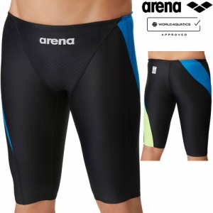 アリーナ arena メンズ 競泳水着 レーシングスパッツ ブラック×Lブルー×Lイエロー FAR-3555M BKBU 2023秋冬モデル ハーフレッグ WORLD