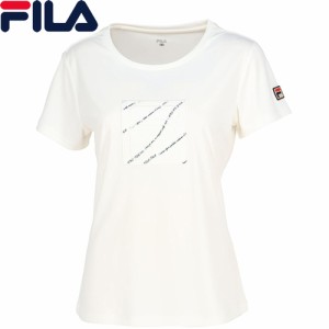フィラ FILA レディース アップリケTシャツ オフホワイト VL2685 02 半袖Tシャツ トップス 吸水 速乾 UVカット スポーツウェア テニス