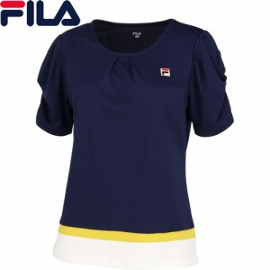 フィラ FILA レディース ゲームシャツ フィラネイビー VL2697 20 半袖Tシャツ ギャザー フェミニン トップス 吸水 速乾 UVカット