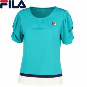 フィラ FILA レディース ゲームシャツ ターコイズ VL2697 29 半袖Tシャツ ギャザー フェミニン トップス 吸水 速乾 UVカット