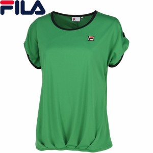 フィラ FILA レディース ゲームシャツ グリーン VL2698 25 半袖Tシャツ ドロップショルダー ウエストタック フェミニン トップス 吸水