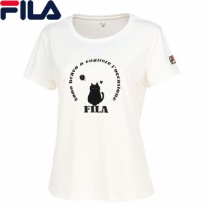 フィラ FILA レディース グラフィックTシャツ オフホワイト VL2702 02 半袖Tシャツ フロッキープリント トップス 吸水 速乾 UVカット