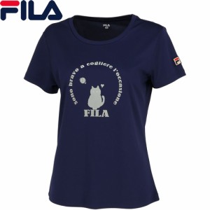フィラ FILA レディース グラフィックTシャツ フィラネイビー VL2702 20 半袖Tシャツ フロッキープリント トップス 吸水 速乾 UVカット