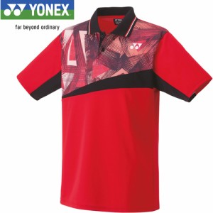 ヨネックス YONEX メンズ レディース ユニゲームシャツ サンセットレッド 10538 496 テニスウェア 半袖シャツ 試合 ユニフォームシャツ