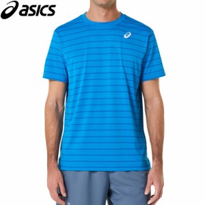 アシックス asics メンズ テニスウェア シャツ コート ストライプ 半袖トップス ディレクトワールブルー 2041A257 411 COURT STRIPE SS