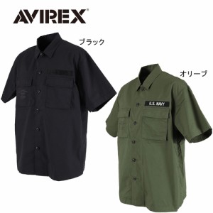 アビレックス AVIREX メンズ 半袖シャツ ミリタリーシャツ ウェービング＆エンブロイダリー 6125100 MILITARY SHIRT