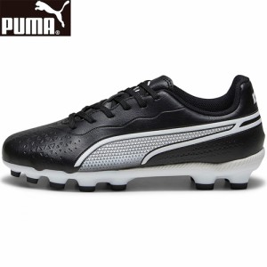 PUMA キッズ サッカー スパイク プーマ キング マッチ HG ＋ Mid Jr ブラック/ホワイト/オーキッド 107574 01 サッカーシューズ 固い土