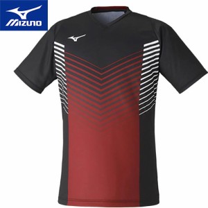 ミズノ MIZUNO メンズ レディース ゲームシャツ ブラック×ダークレッド 72MA1004 96 半袖 トップス バトミントン ゲームウェア 試合