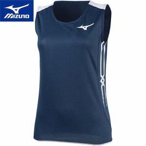 ミズノ MIZUNO レディース レーシングシャツ ドレスネイビー×ホワイト U2MA8250 14 陸上競技 ランニングウェア ノースリーブ 袖なし