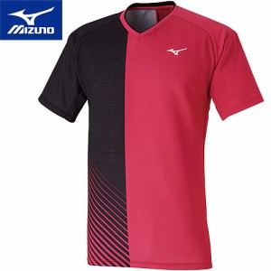 ミズノ MIZUNO メンズ レディース ゲームシャツ ピンク×ブラック 62JA0006 65 テニス 半袖 Tシャツ トップス スポーツウェア