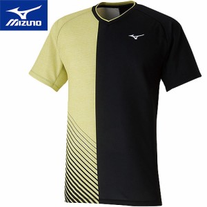 ミズノ MIZUNO メンズ レディース ゲームシャツ ブラック×ライムグリーン 62JA0006 93 テニス 半袖 Tシャツ トップス スポーツウェア