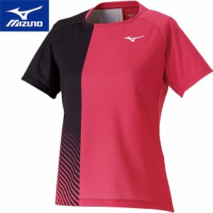 ミズノ MIZUNO レディース ゲームシャツ ピンク×ブラック 62JA0216 65 テニス 半袖 Tシャツ トップス スポーツウェア