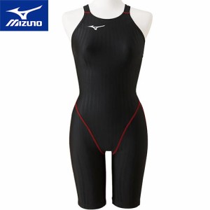 ミズノ MIZUNO レディース フィットネス水着 ハーフスーツ ブラック×レッド N2MG0222 96 FINA承認 女性用競泳水着 競技用 スイムウェア