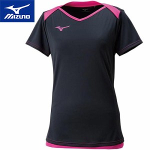 ミズノ MIZUNO レディース プラクティスシャツ ブラック×ベリーピンク V2MA8283 98 トレーニングウェア ユニフォーム 部活 バレーボール