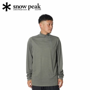 スノーピーク snowpeak メンズ レディース 長袖Tシャツ リサイクル Pe/Wo ハーフジップ プルオーバー オリーブ SW-23AU014 Olive