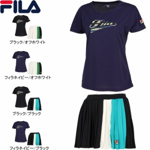 フィラ FILA レディース アップリケTシャツ VL2696 ＆ スコート VL2699 上下セット セットアップ 上下 テニス プラクティスウェア 部活