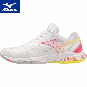 ミズノ MIZUNO メンズ レディース バドミントンシューズ ウエーブファング 2 FIT ホワイト×ピンク×イエロー 71GA2312 22 WAVE FANG 2