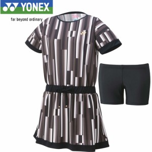 ヨネックス YONEX レディース ワンピース ブラック 20728 007 半袖 オールインワン テニス ウェア UV 紫外線 JSTA