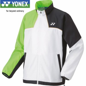 ヨネックス YONEX キッズ テニス トレーニングウェア 裏地付き ウィンドウォーマーシャツ ホワイト/グリーン 70095J 136 長袖