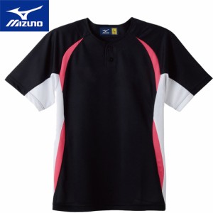 ミズノ MIZUNO メンズ レディース 野球ウェア 練習用シャツ イージーシャツ ブラック×ホワイト×ピンク 52MW453 09 野球 ウエア