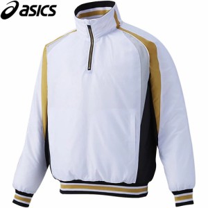 アシックス asics メンズ 野球ウェア ジャケット VジャンLS ホワイト BAV011 01 トレーニングウェア スポーツウェア ジャンバー