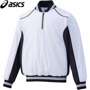 アシックス asics メンズ 野球ウェア ジャケット VジャンLS ホワイト×ネイビー BAV012 0150 トレーニングウェア スポーツウェア