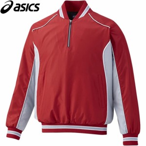 アシックス asics メンズ 野球ウェア ジャケット VジャンLS レッド×Sグレー BAV012 2310 トレーニングウェア スポーツウェア