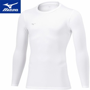 ミズノ MIZUNO メンズ レディース 裏起毛 インナーシャツ ホワイト P2MAA550 01 長袖 インナー クルーネック シャツ 抗菌 防臭 保温