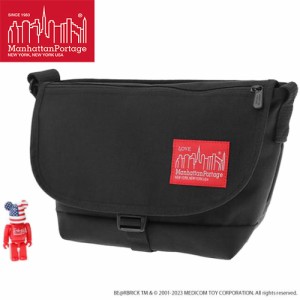 マンハッタンポーテージ Manhattan Portage ナイロン メッセンジャーバッグ JR フラップ ジッパーポケット w/ ベアブリック 2023