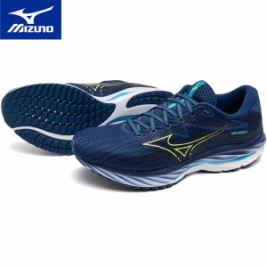 ミズノ MIZUNO メンズ ランニングシューズ ウエーブライダー27 ネイビー×グリーン×ブルー J1GC2303 53 WAVE RIDER 27 2024春夏モデル