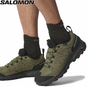 サロモン SALOMON メンズ ハイキングシューズ エックス ワード レザー ゴアテックス グリーン/ブラック L47182200 X WARD LEATHER GTX