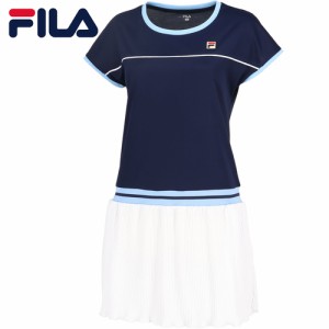 フィラ FILA レディース ワンピース フィラネイビー VL2863 20 2024春夏モデル テニス ゲーム ウェア 半袖 試合 練習 部活 吸水 速乾 UV