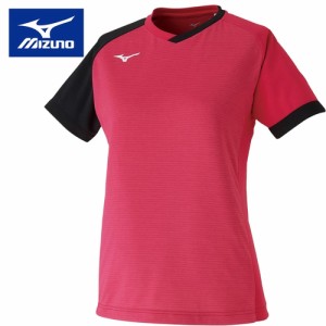 ミズノ MIZUNO レディース ゲームシャツ         ピンク×ブラック 82JA0203 65 卓球 半袖 Tシャツ ウェア トップス ゲームウェア