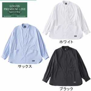 ロゴス メンズ CAMP LOGOS マルチポケットノーカラー シャツ 長袖シャツ 衿なし ノーカラー ゆったり アウトドア タウンユース