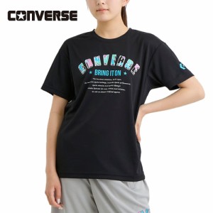 コンバース CONVERSE レディース バスケットボール トレーニングウェア ガールズプリントTシャツ ブラック CB341351 1900 半袖 Tシャツ