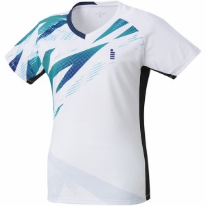 ゴーセン GOSEN レディース ゲームシャツ ホワイト T2403 30 テニス バドミントン 半袖シャツ トップス 試合 練習 吸汗速乾 JSTA